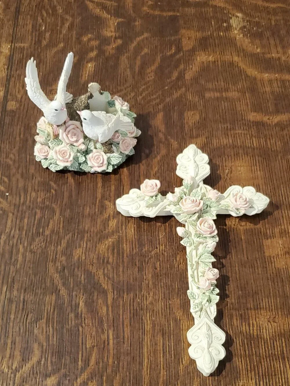 Roses and Doves 2pc Cross with base